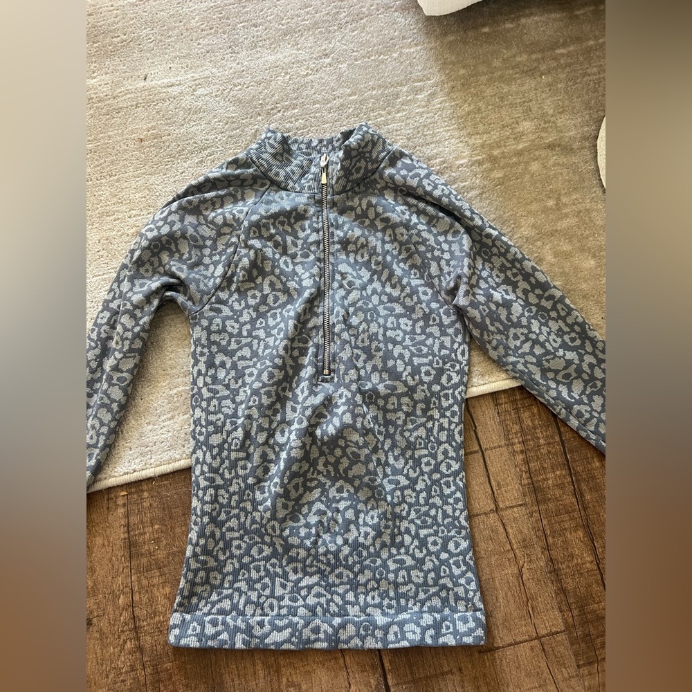 Free People Movement Charcoal Leopard Print Zip-Up